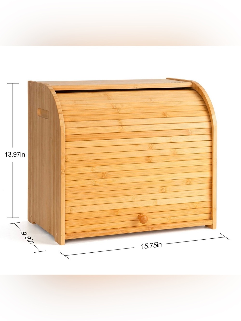 Bamboo Roll-Top Bread Box - Natural Bamboo Two-Tier Bread Storage